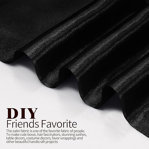 Miniatura 3 de Horbaunal The Yard - Tela de satén negro de 60 pulgadas de ancho, tela de satén Charmeuse suave para vestidos de novia, manualidades, disfraces, 5