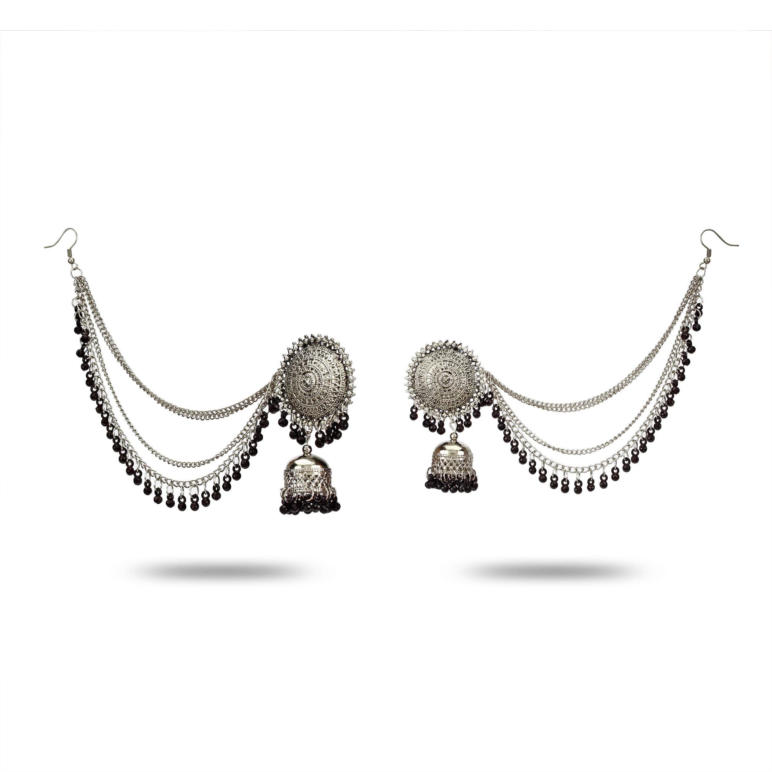YouBella Oxidized Silver Silver Plated Afghani Kashmiri Tribal Jhumka Earrings for Women (Black) - Image 4 thumbnail
