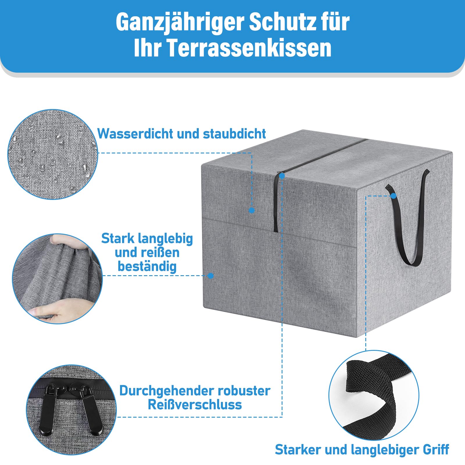 Auflagentasche Aufbewahrungstasche XXL Gartenauflagen,Wasserdicht SchutzhüLle Polsterauflagen