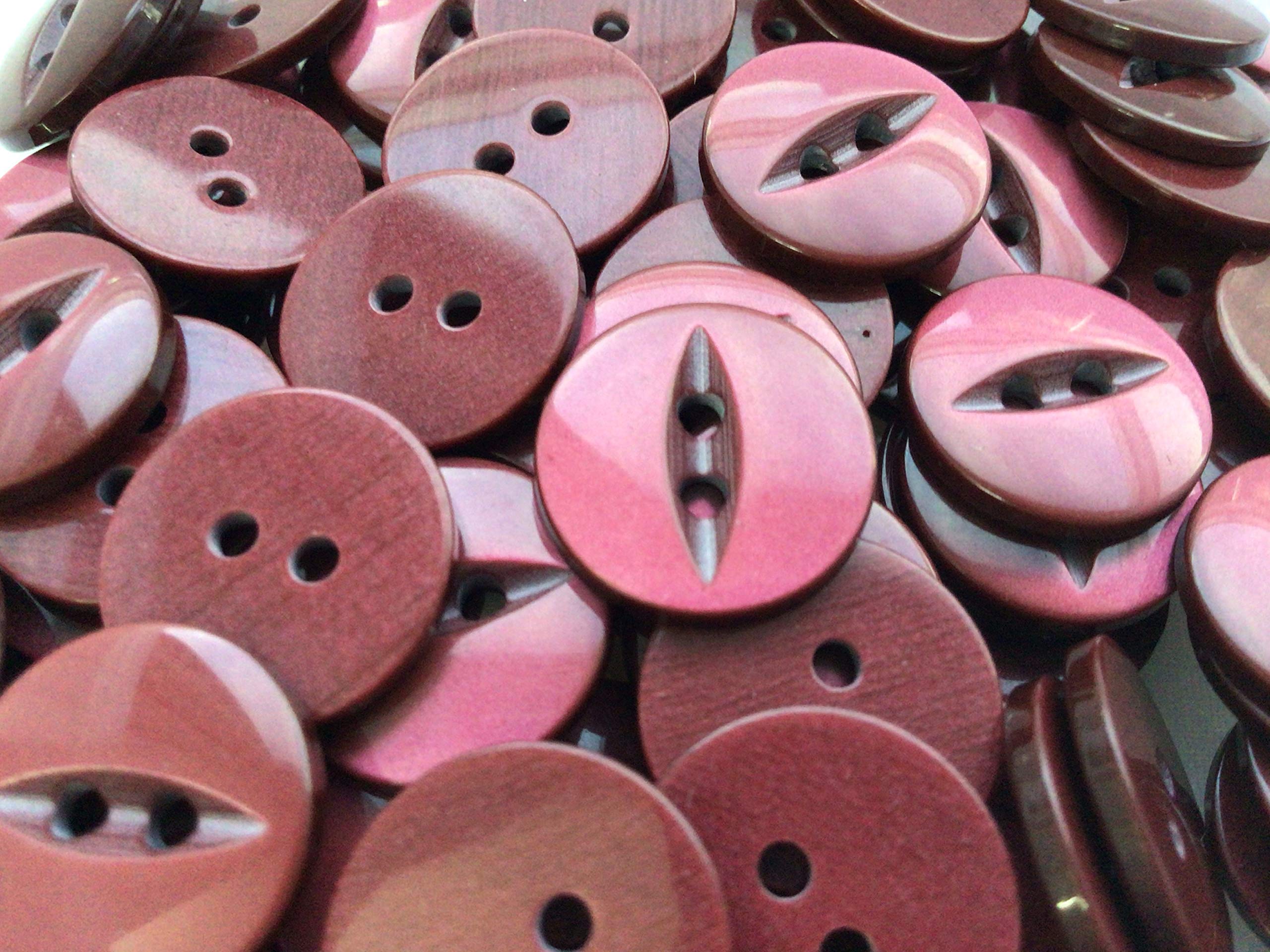 Buttons Burgundy 47 Round Fish Eye Size 26 (16 Mm) X 50