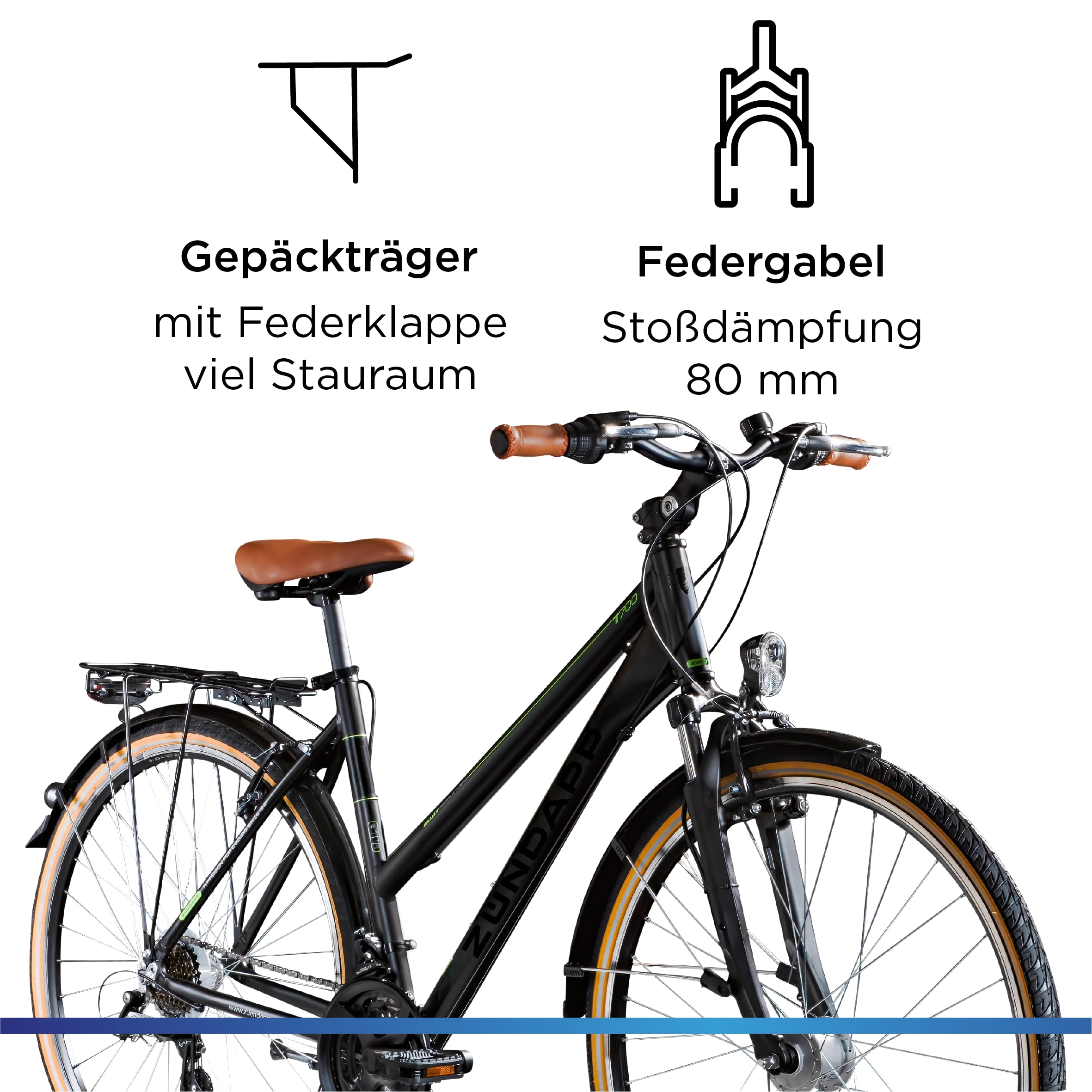 ZÜNDAPP T700 Fahrrad Damen Fahrrad 28 Zoll Trekking Fahrrad Trekkingrad Damenfahrrad Trekking Rad mit Schutzblech Gepäckträger Trekkingfahrräder Damen