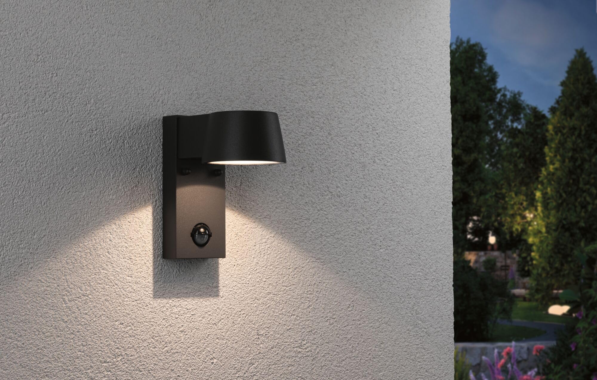 Paulmann 94453 Lampada per esterni LED Capea con rilevatore di movimento IP44 bianco caldo incl. 1x6 Watt nero alluminio 3000 K