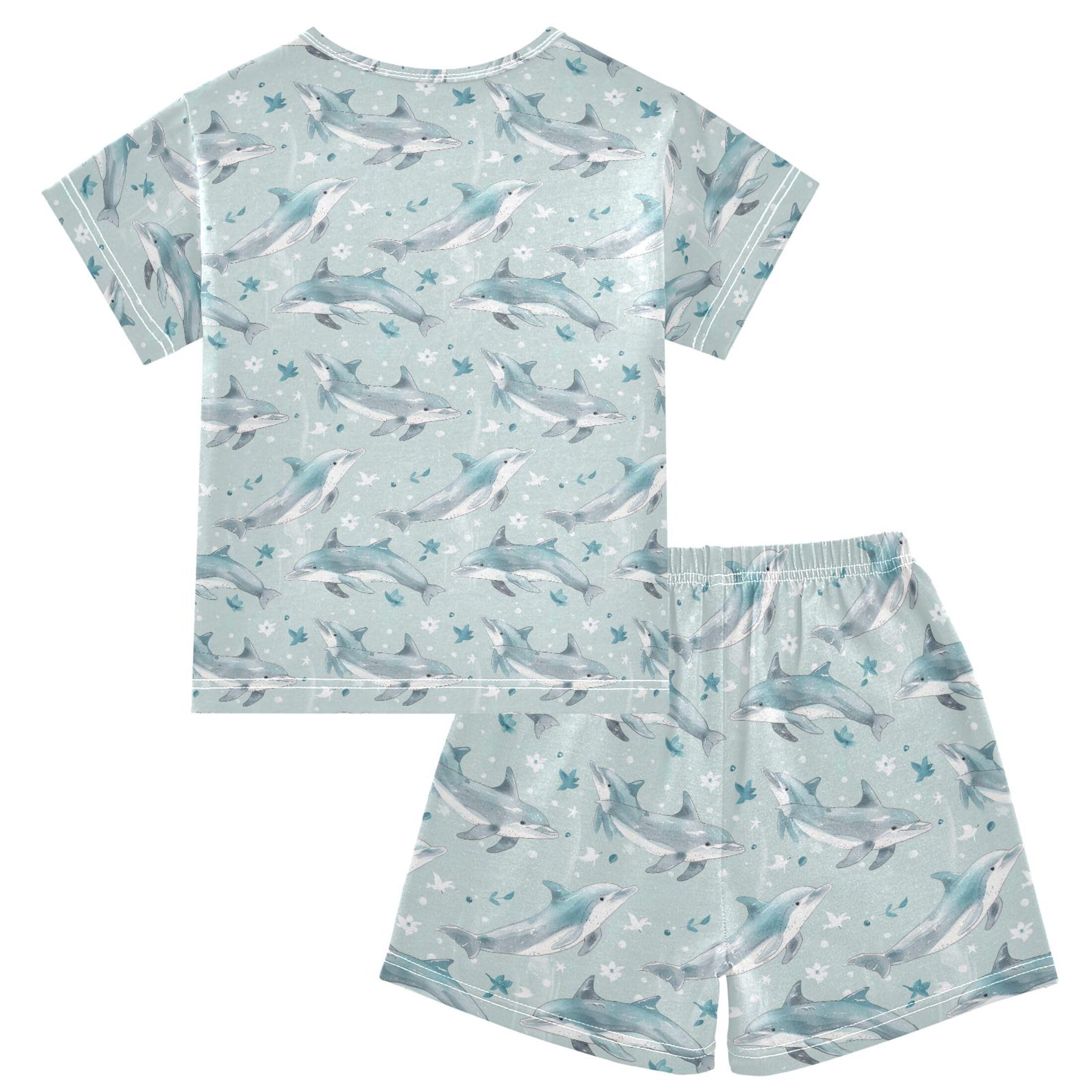 UMIRIKO Dolphins Animal Summer Short Sleeve Pajamas Sleepwear PJ Set B0403562