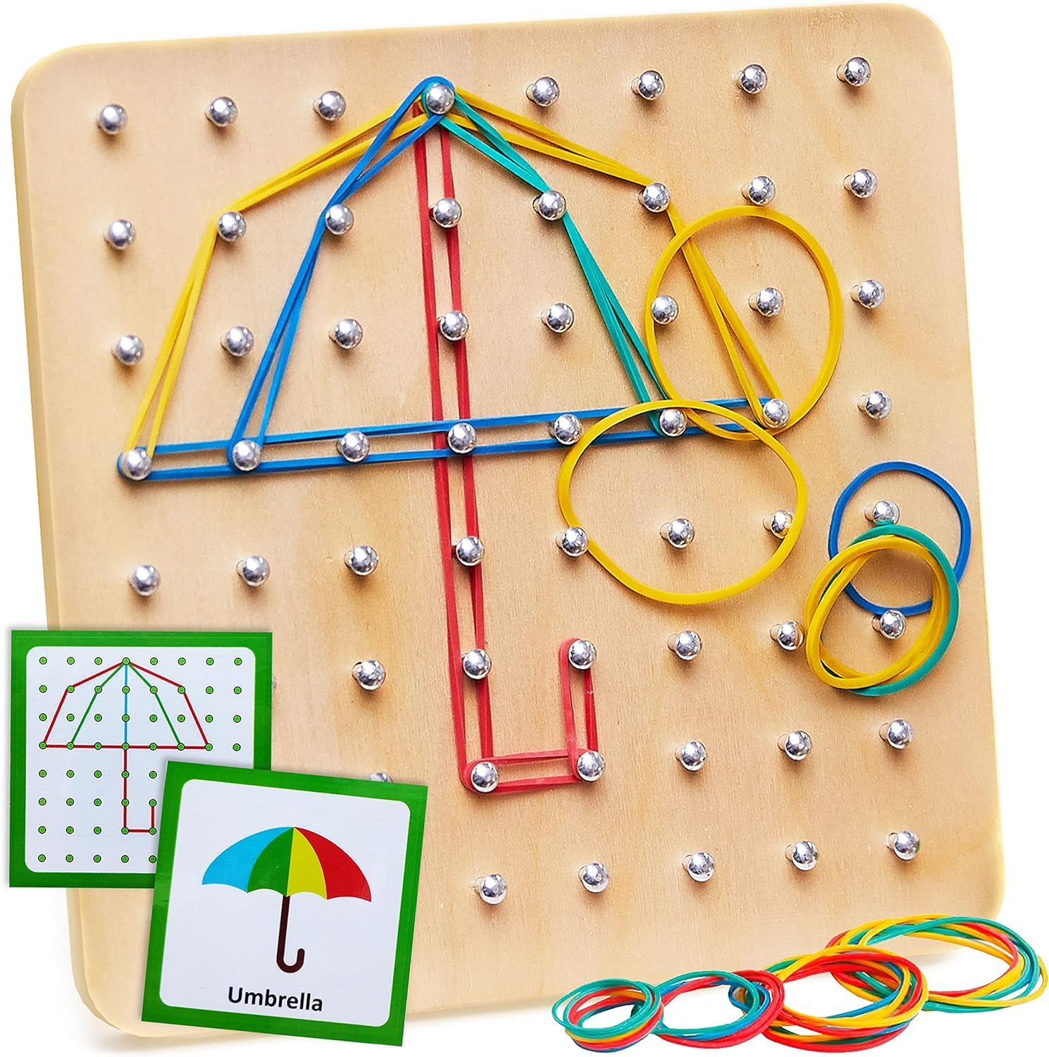 Bestie toys Wooden Geoboard Mathematical Manipulative Material Array Block Geo Board Educational Toys with 30Pcs Pattern Cards and Latex Bands Shape STEM Puzzle Matrix Brain Teaser for Kid (B0D47HDJKC) Amazon Price History, Amazon Price Tracker