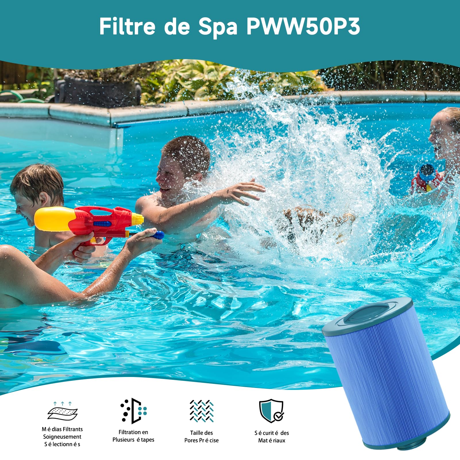 2 Stück Filterkartusche, Filterkartusche für Spa, Blau