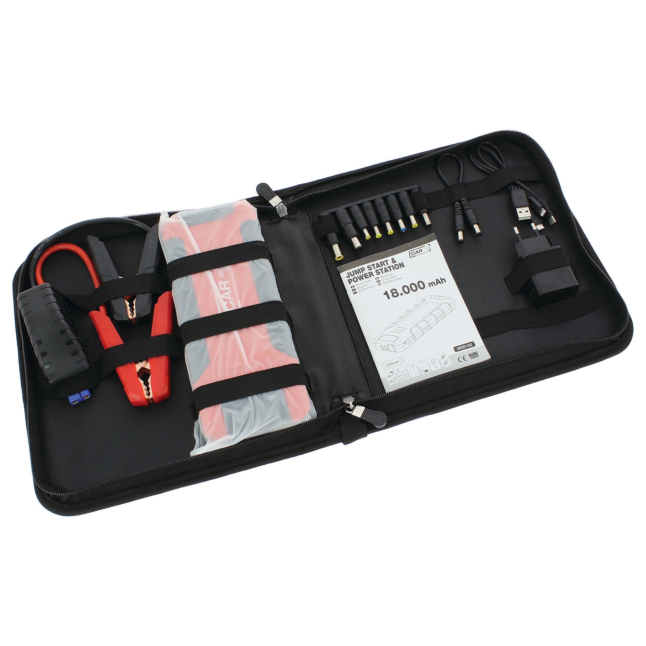 S SUMEX 3505152 Arrancador Portátil Alta Potencia 18.000 mAh / 400 A con Linterna LED Integrada con 3 Modos Incluye Cable Multidispositivo Power Bank