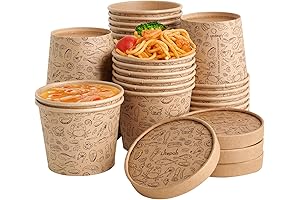 LITOPAK 50 Pack 12 oz Paper Food Containers with Vented Lids