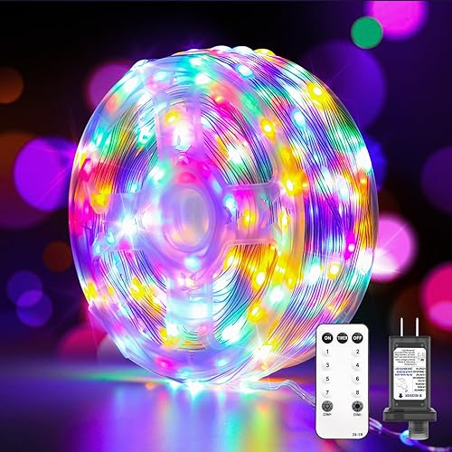 Miniatura 1 de Luces de Navidad para exteriores, 600 luces LED de 206 pies, impermeables, enchufables, 8 modos LED, funciones de sincronización y memoria, para