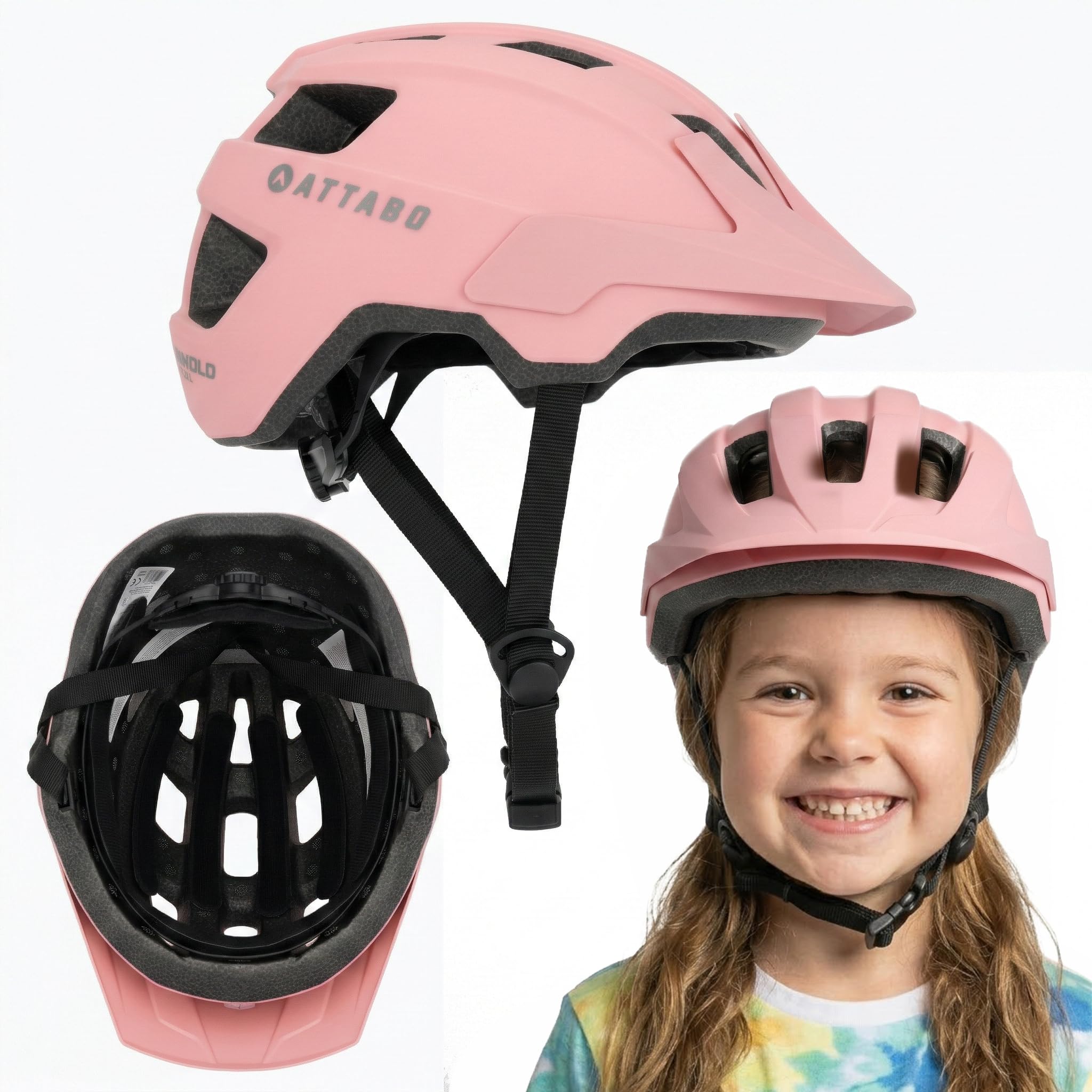 ATTABO Casco de Bicicleta Khola para Niños Talla S Casco de Bicicleta Infantil con Tecnología In-Mold con 17 Orificios de Ventilación Rueda de Ajuste Material PC Duradero Azul|Violeta