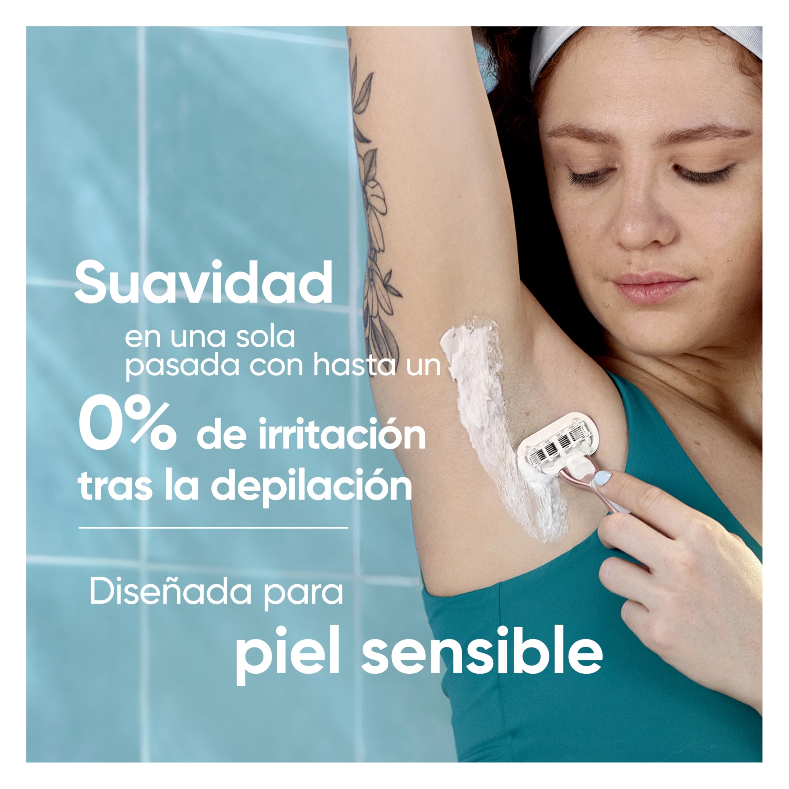 Gillette Venus Pro Smooth Sensitive Recambios para Maquinillas de Afeitar Mujer, Pack de 10 Cuchillas de Recambio con 5 Hojas Y Banda Lubricante, Depilación Suave, Apurada Y Duradera