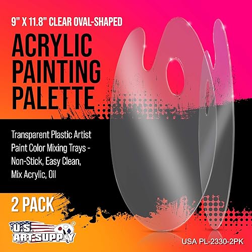 Miniatura 2 de U.S. Art Supply Paleta de pintura acrílica transparente en forma ovalada de 11.8 x 15.8 pulgadas, bandeja de mezcla de colores de pintura gruesa y