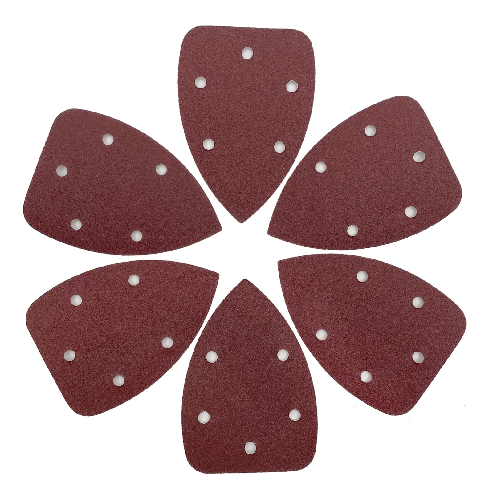 QYQRQF Detail Sander Sandpaper, 120 Grits Mouse Sanding Pads 5 Holes Hook and Loop Sanding Sheets for 140mm Mouse Palm Detail Sanders, 50pcs