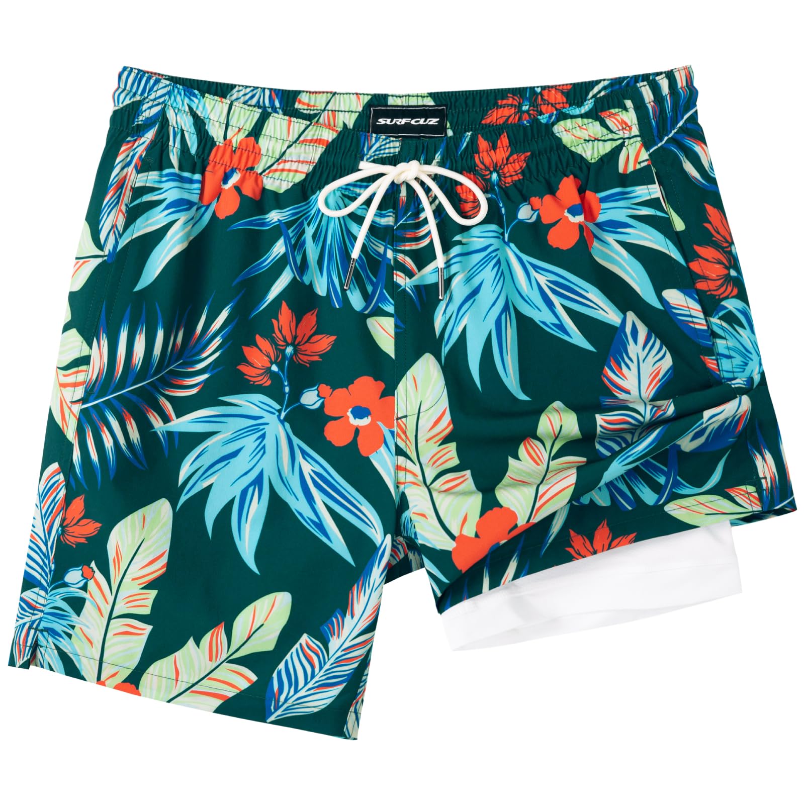 SURF CUZ Men's Swim Trunks 7" 2 in 1 Swim Shorts Compression Liner Board Shorts Quick Dry with Pockets