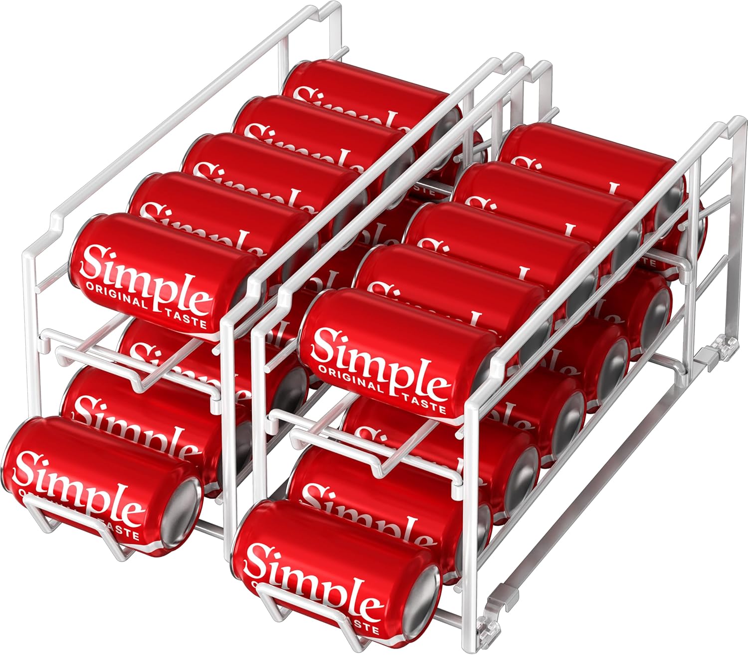 Simple Houseware Stackable Beverage Soda Can Dispenser Organizer Rack, White - 2 Pack