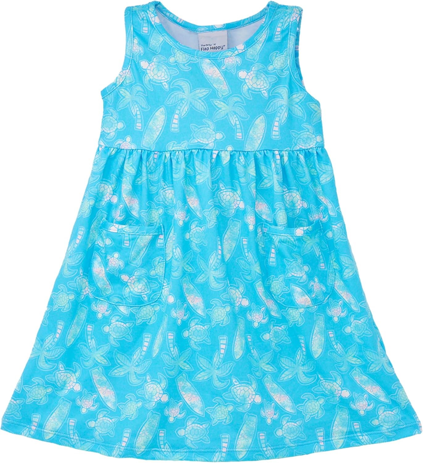 similar Flap Happy Girls' UPF 50+ Dahlia Sleeveless Dress with Pockets - Soft Jersey, Summer Play & Beach 5T Coco Beach Turtles