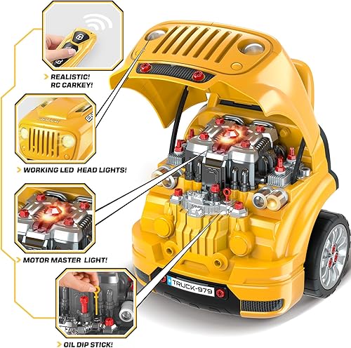 Miniatura 3 de SpringFlower - Juguetes y regalos para niños de 3, 4, 5, 6, 7, 8 años, motor de camión grande, juego de reparación mecánica para niños, kit de