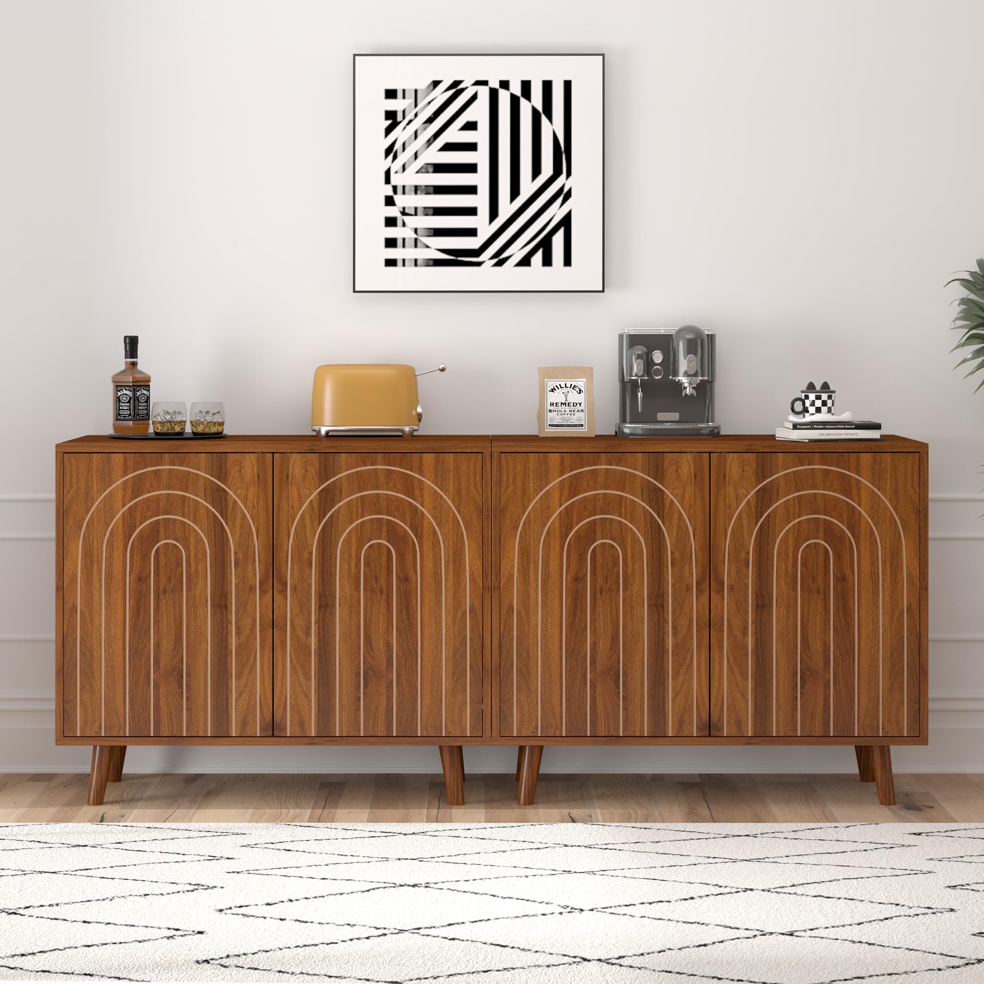 Meuble De Rangement Salon Avec 4 Portes Et 1 Tiroir – Buffet, Bibliothèque 118 X 30 X 70 Cm – Plateau Bois, Espace De Stockage Généreux – Pour Entrée, Séjour, Cuisine