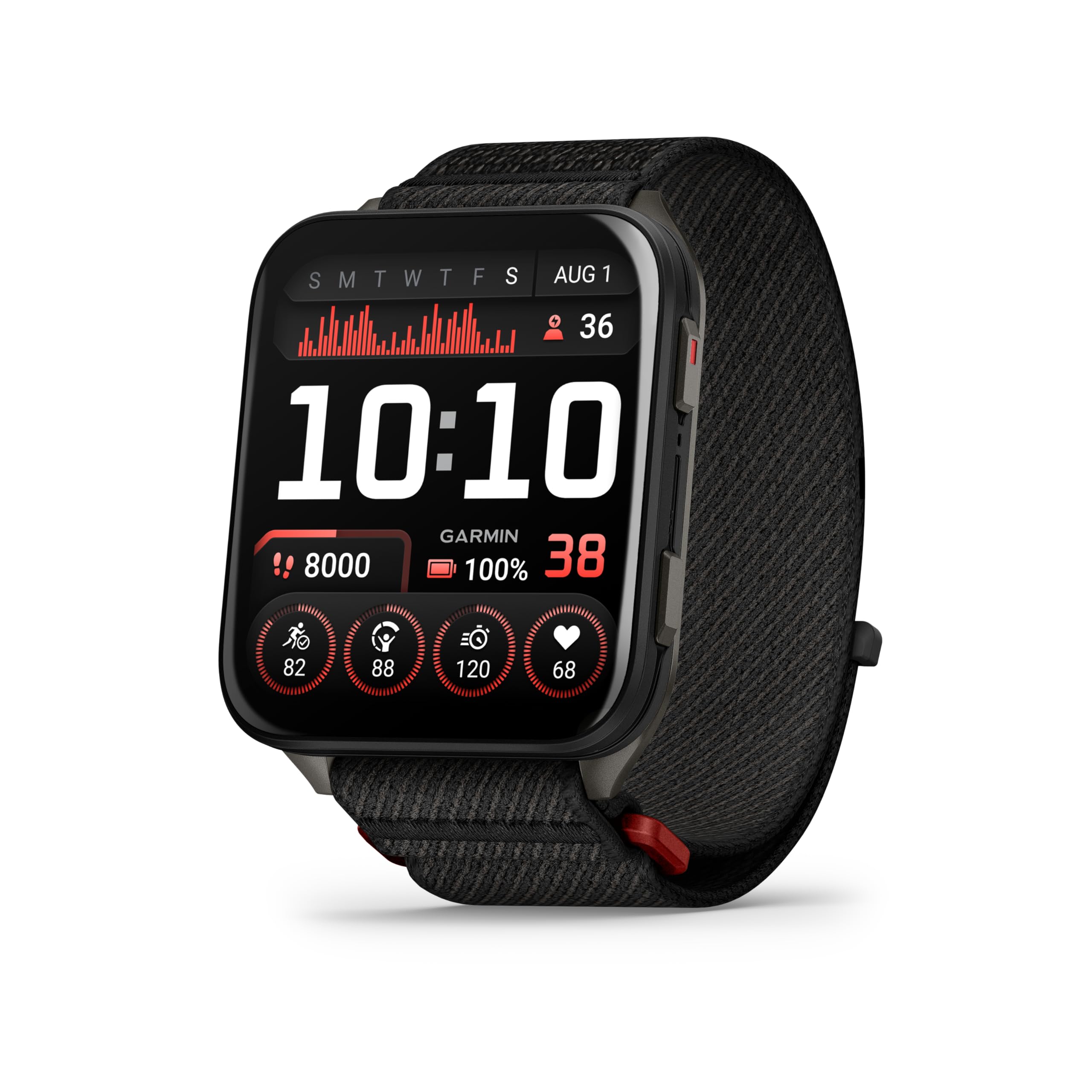 Garmin [Ricondizionato] Venu X1, GPS Smartwatch, Ampio Display AMOLED 2", Torcia LED, Cassa Ultra Sottile da 8 mm, 100 App Sportive Precaricate, Cinturino in Nylon ComfortFit, Moss, Ricondizionato