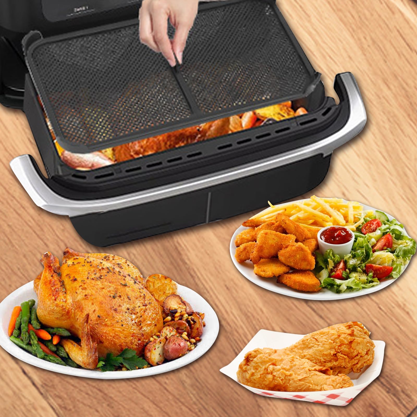 Spritzschutz für Ninja Foodi Flexdrawer AF500EU, Silikon Spritzschutz für Ninja 10,4 L Heißluftfritteuse AF500, Effektiver Heizspiralenschutz Airfryer Zubehör, faltbar, wiederverwendbar