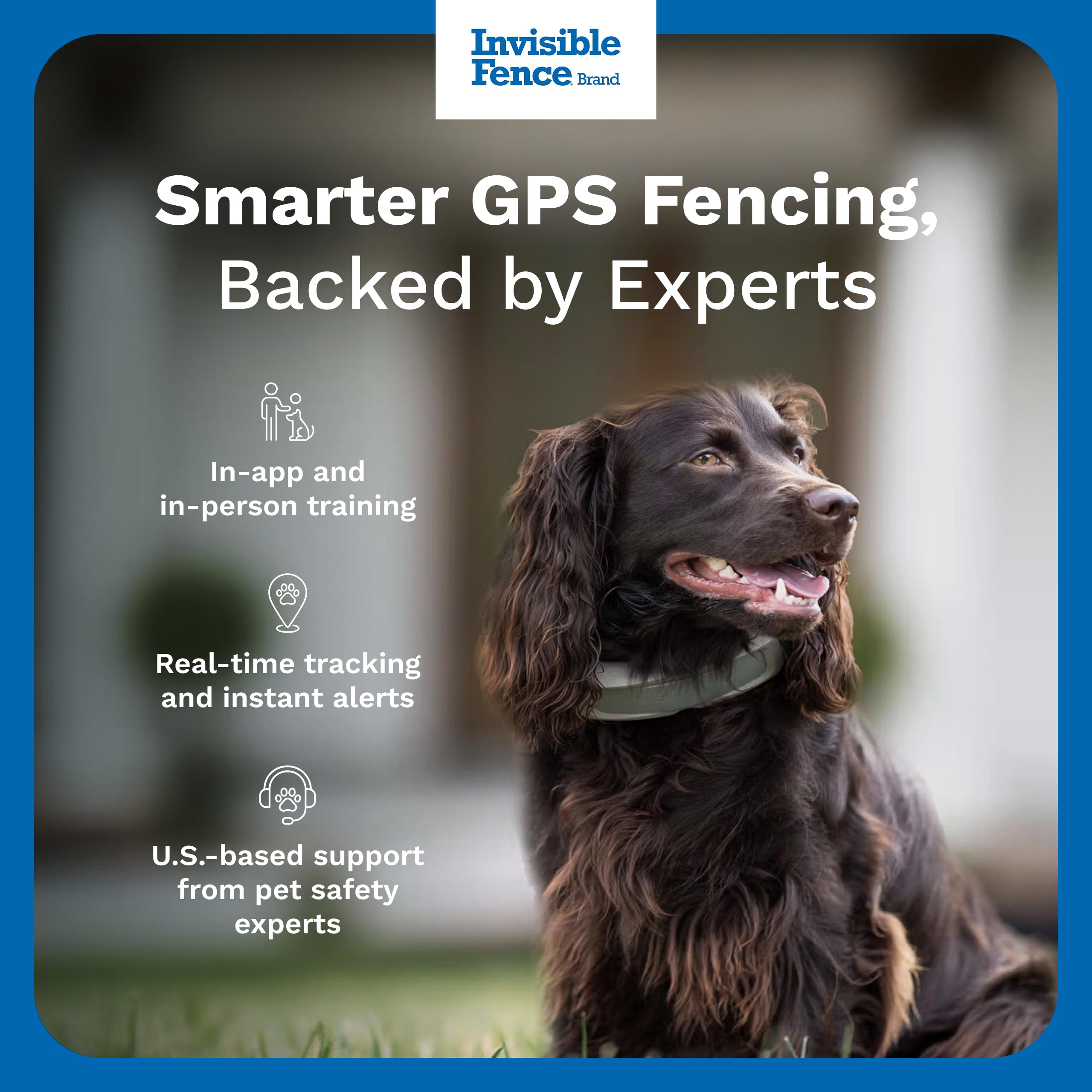 Invisible Fence Cerca y collar de seguimiento GPS para perros, inalámbrico, collar inteligente para perro con seguimiento controlado por aplicación, se adapta a perros medianos y grandes, cuello de 15