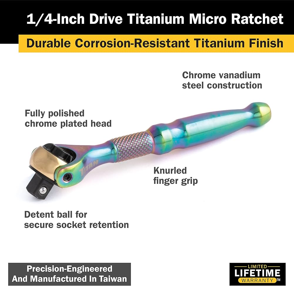 Amazon | Titan 11326 1/4-Inch Drive x 4-Inch 90-Tooth Swivel Head