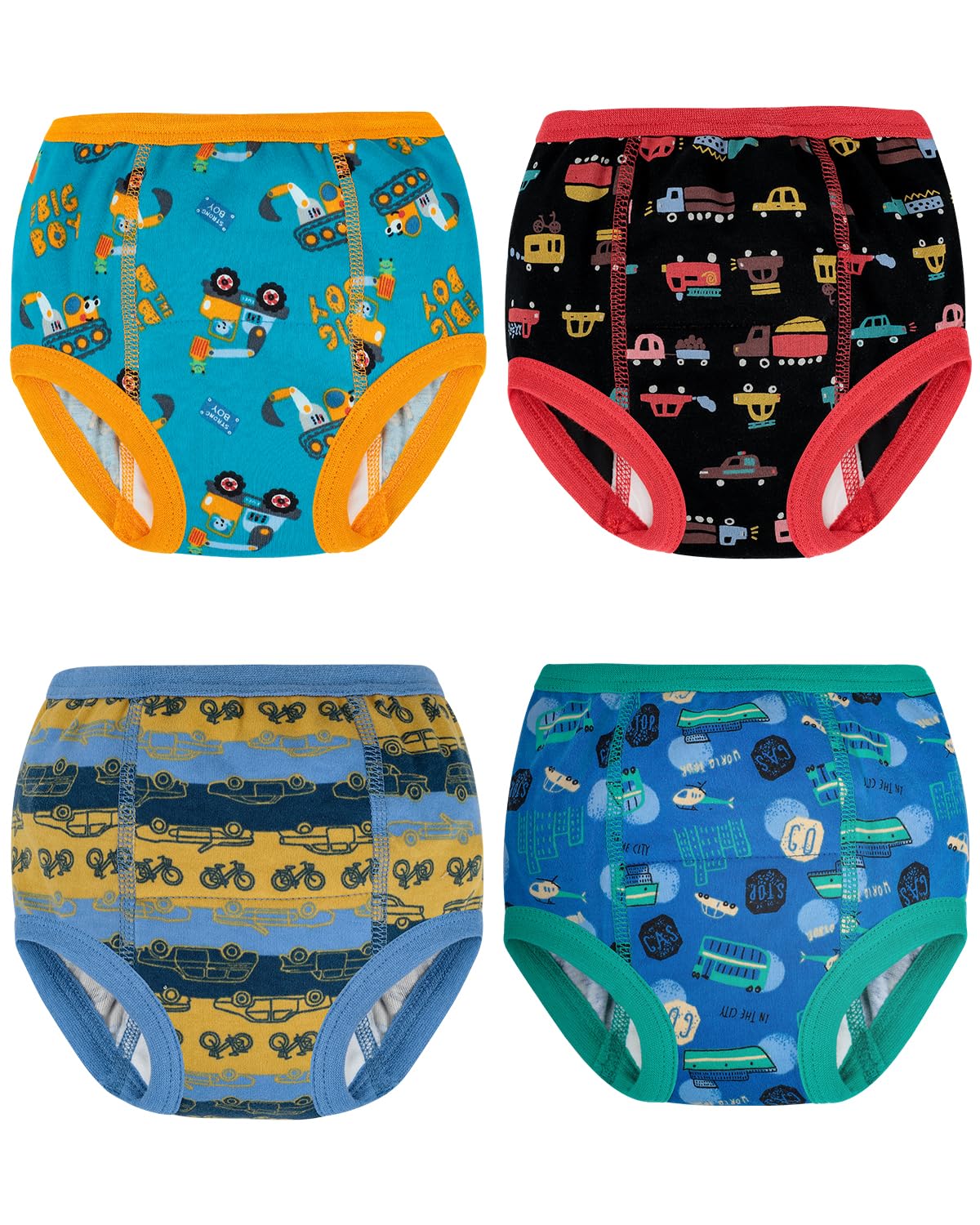 FLYISH Direct Trainingshose für Jungen, weich und saugfähig, 6-lagiger Stoff, 100% Baumwolle, 4 Packungen/6 Packungen, Auto - 2