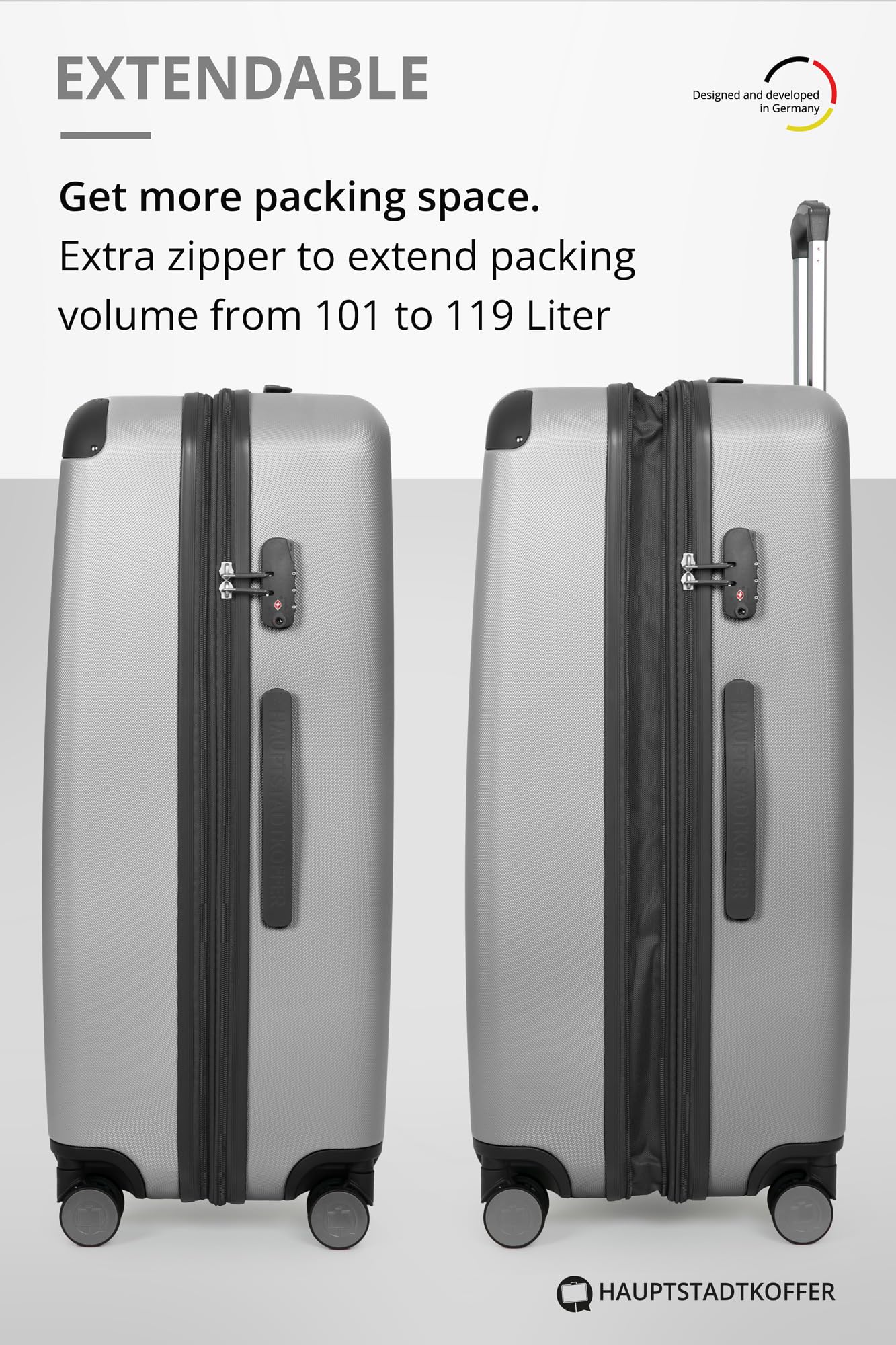 HAUPTSTADTKOFFER - Spree - Maleta rígida, Trolley expandible, Equipaje de Viaje, 4 Ruedas Dobles, TSA, 65 cm, 74 litros, Champán — view 164