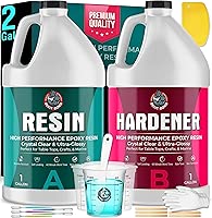 Epoxy Resin 2 Gallon Kit, High-Performance Table Top Epoxy Resin, Self-Leveling, Minimal Bubbles, Clear, Glossy, UV Resistant, Perfect for Table Tops, Crafts. DIY & Pro Number 1 Choice