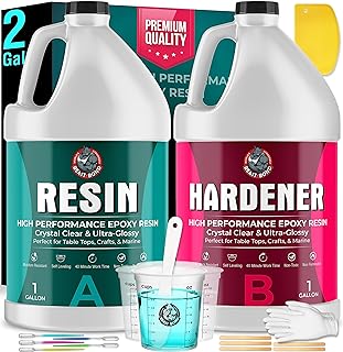 Beast Bond Epoxy Resin 2 Gallon Kit, High-Performance Table Top Epoxy Resin, Self-Leveling, Minimal Bubbles, Clear, Glossy, UV Resistant, Perfect for Table Tops, Crafts. DIY & Pro Number 1 Choice