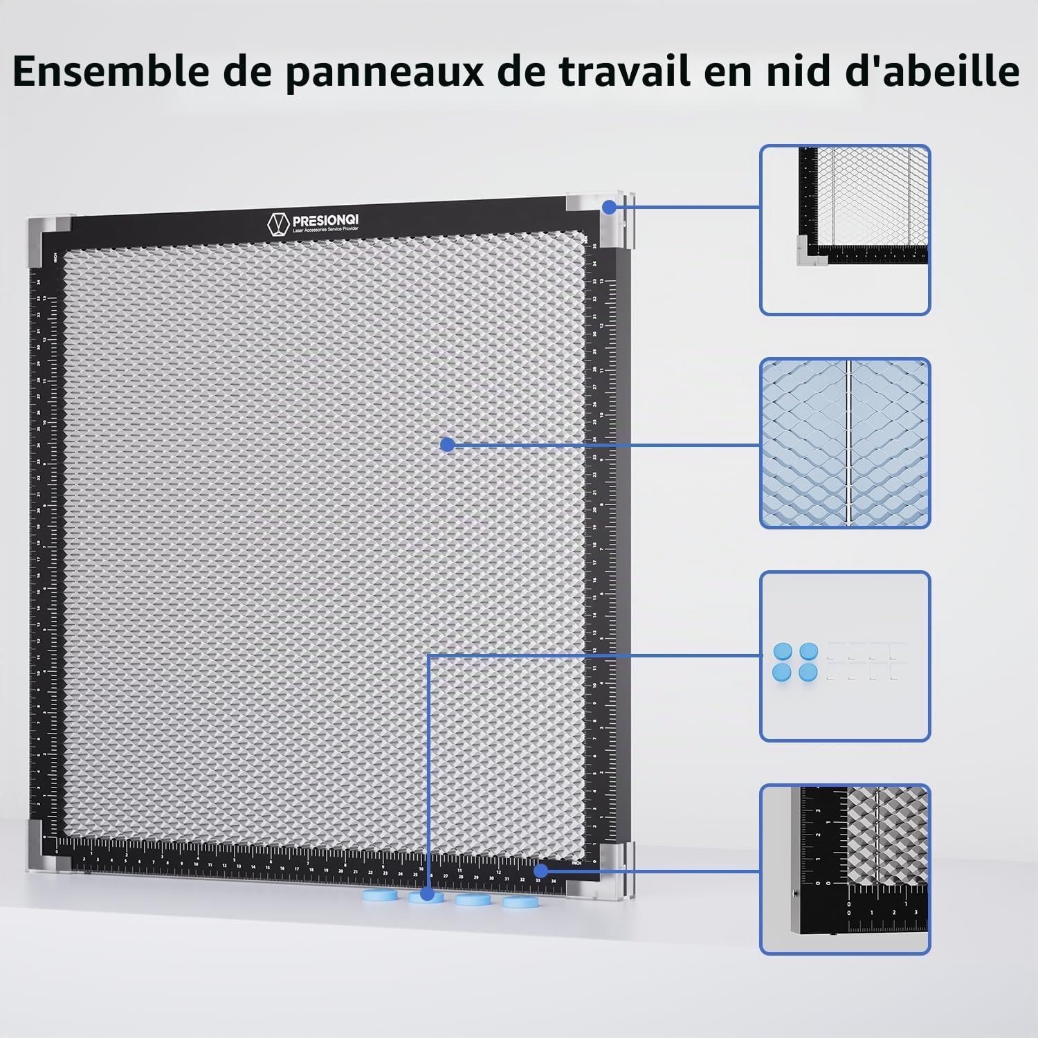 Honeycomb Table de travail pour machine à graver laser, Table laser en nid d'abeille 400 x 400 x 22 mm, Table laser en nid d'abeille Compatible avec différentes machines à graver