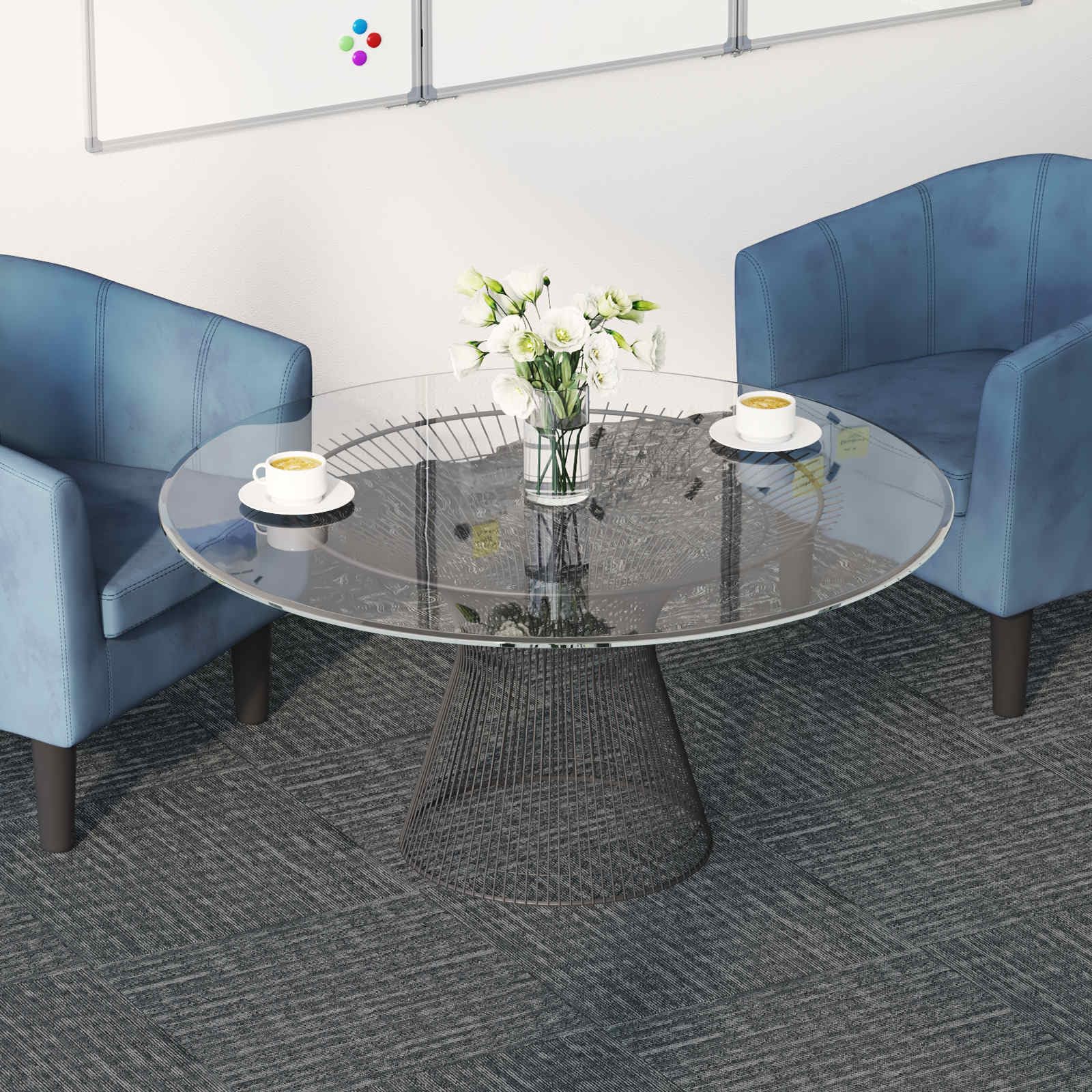 Teppichfliese Betongrau 50 x 50 cm 36 Stück PP und Bitumen Bodenbelag mit Tritt Schalldämmung für Wohnzimmer Schlafzimmer Büro vielseitige Innenräume