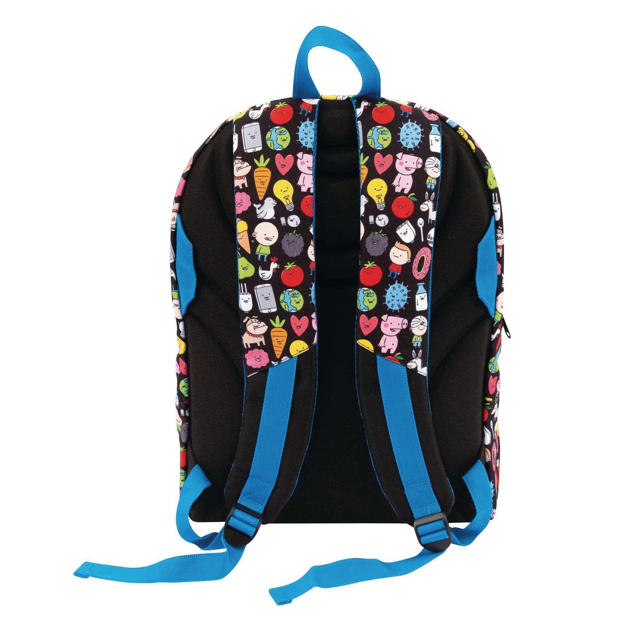 Giochi Preziosi - Zaino round Pera Toons, 3 vignette in tessuto intercambiabili, 3 Scomparti con cerniera, Schienale e Spallacci Imbottiti, per la scuola e al tempo libero, Dim. 31 l x 42 h x 20 p cm