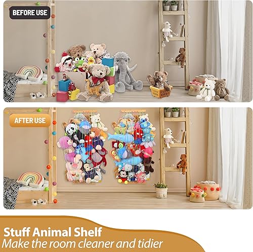 Miniatura 4 de Organizadores de almacenamiento de animales de peluche, soporte de juguetes de peluche, red colgante de hamaca de zoológico para habitación de los