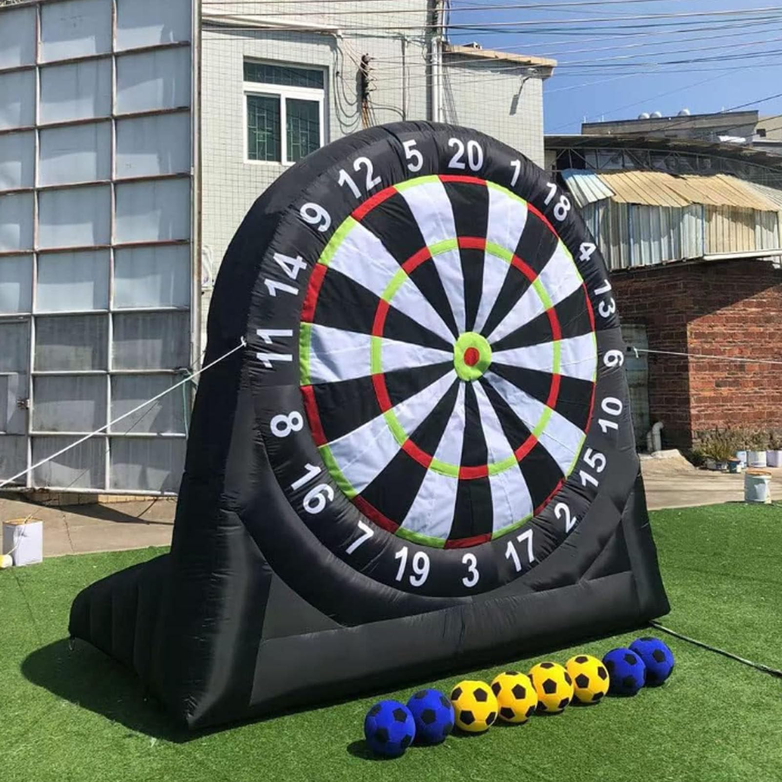 Gigantyczna dmuchana tarcza do gry w rzutki, sportowa tarcza do gry w rzutki idealna na rodzinne przyjęcia dla dorosłych, karnawał, zawiera 8 piłek, dmuchawę A-3M/10FT