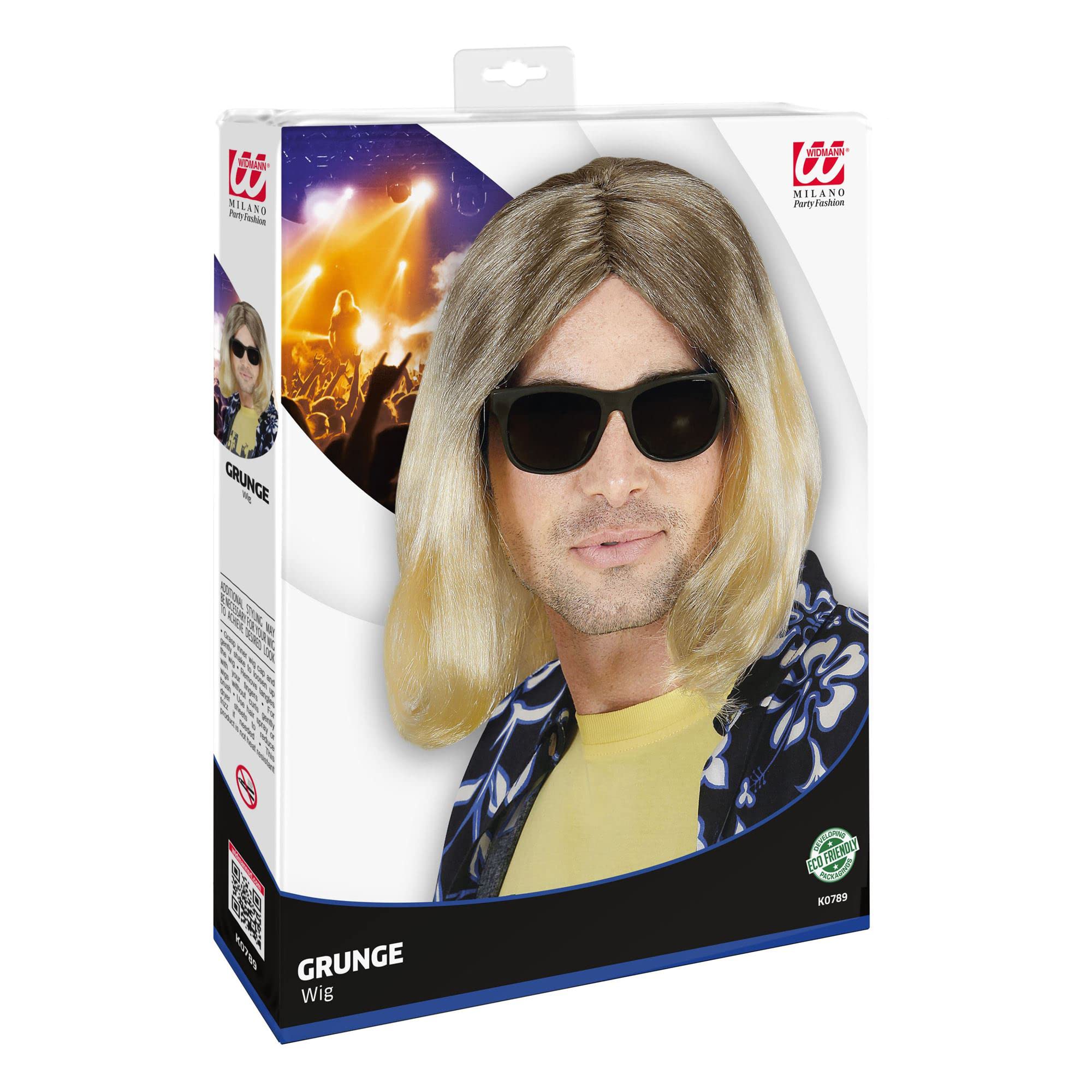 W WIDMANN MILANO Party Fashion - Peluca Grunge | Peluca rubia de pelo sintético con estilo de los años 80 para Carnaval y fiestas temáticas
