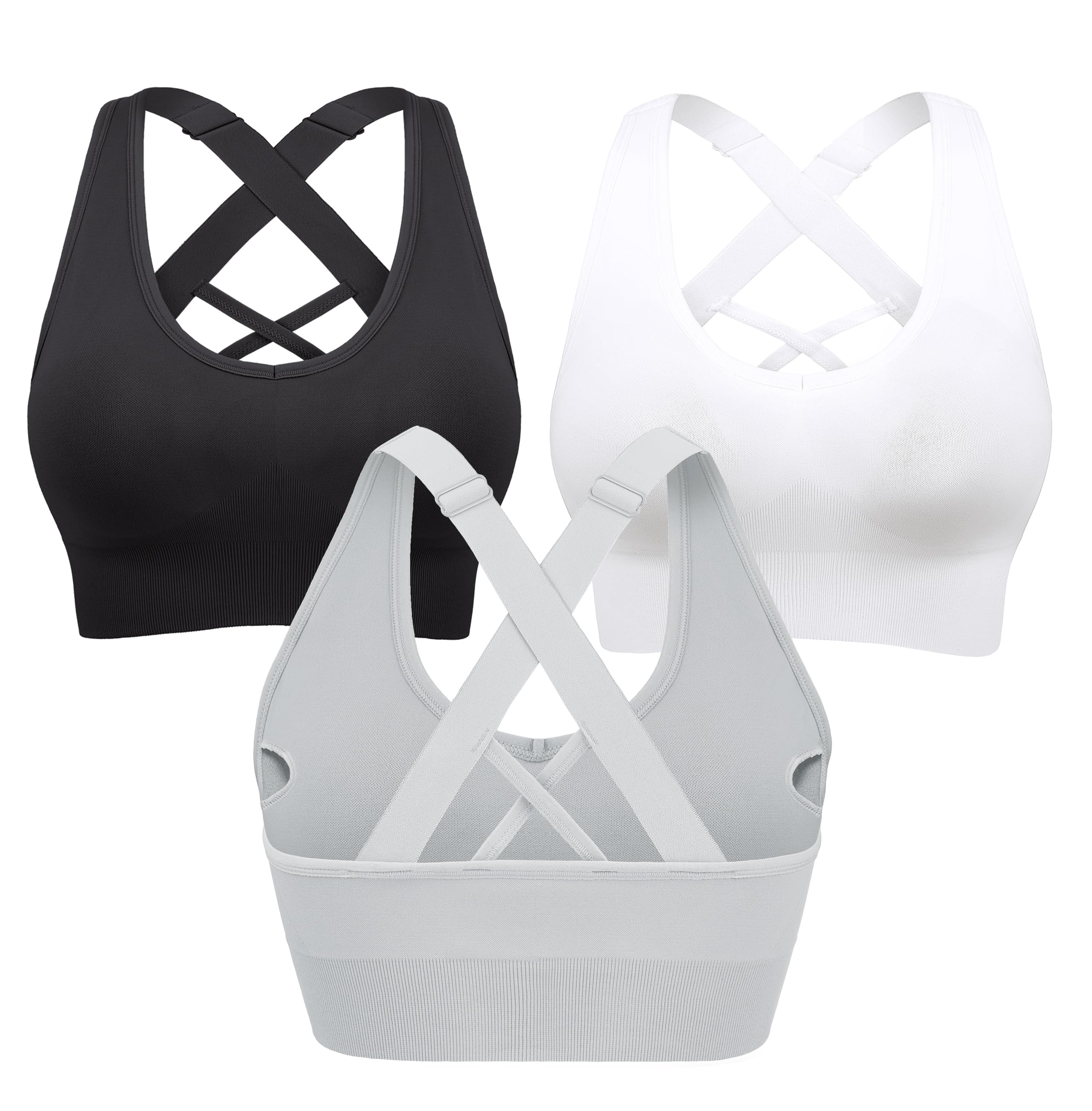 Heathyoga Adjustable High Impact Sports Bras for Women High Support Padded Workout Bras Strappy Sports Bra Pack for Yoga