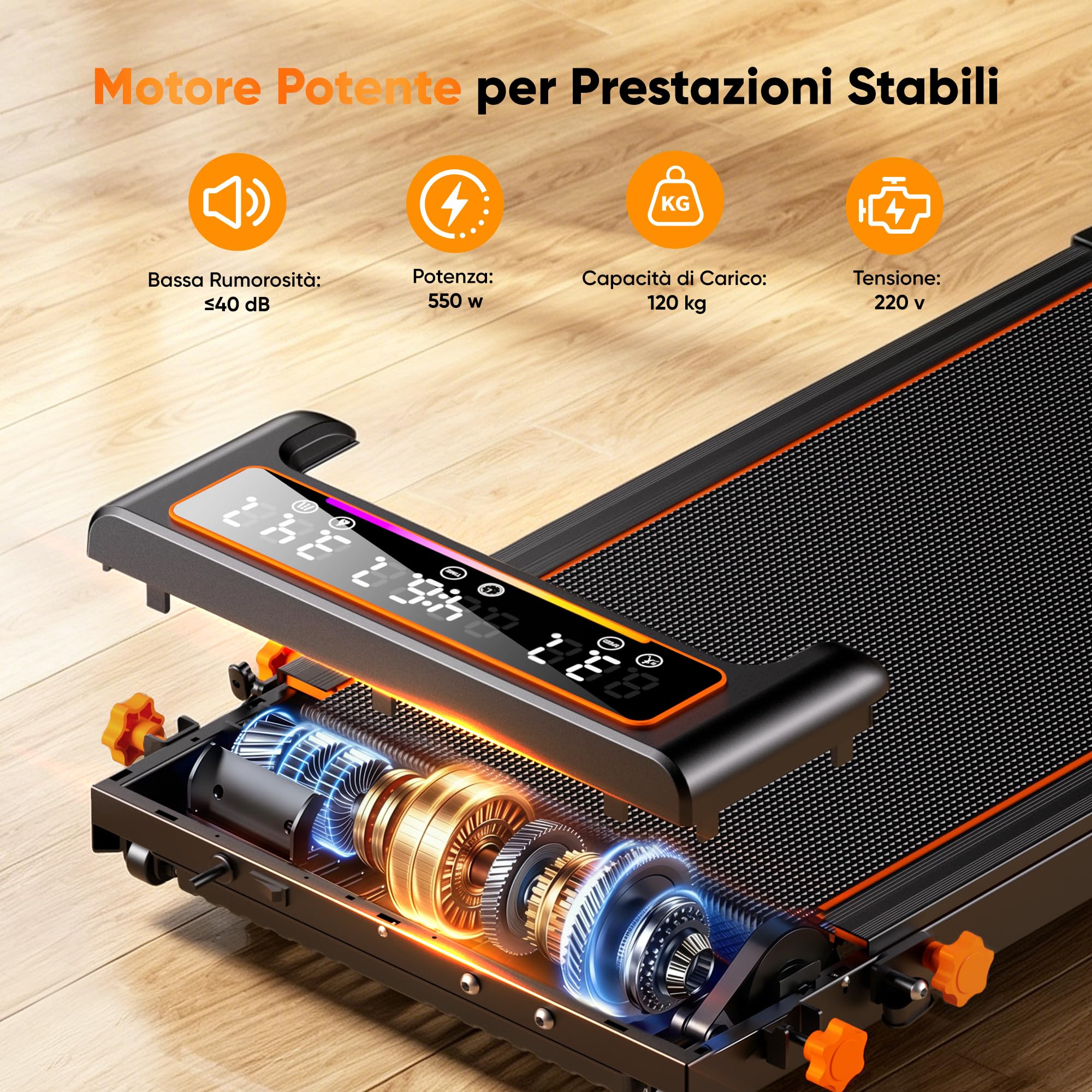 GIDGIMO Tapis Roulant Elettrico Pieghevole 2 in 1 con Inclinazione al 15%, Walking Pad con Maniglia, fino a 12 km/h, Motore Silenzioso, Display LED e Telecomando, per Casa e Ufficio