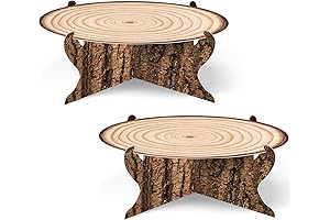 Zopeal Wooden Cupcake Stand Rustic Woodland Cake Holder Camping Party, Rustic Party Cake Holder
