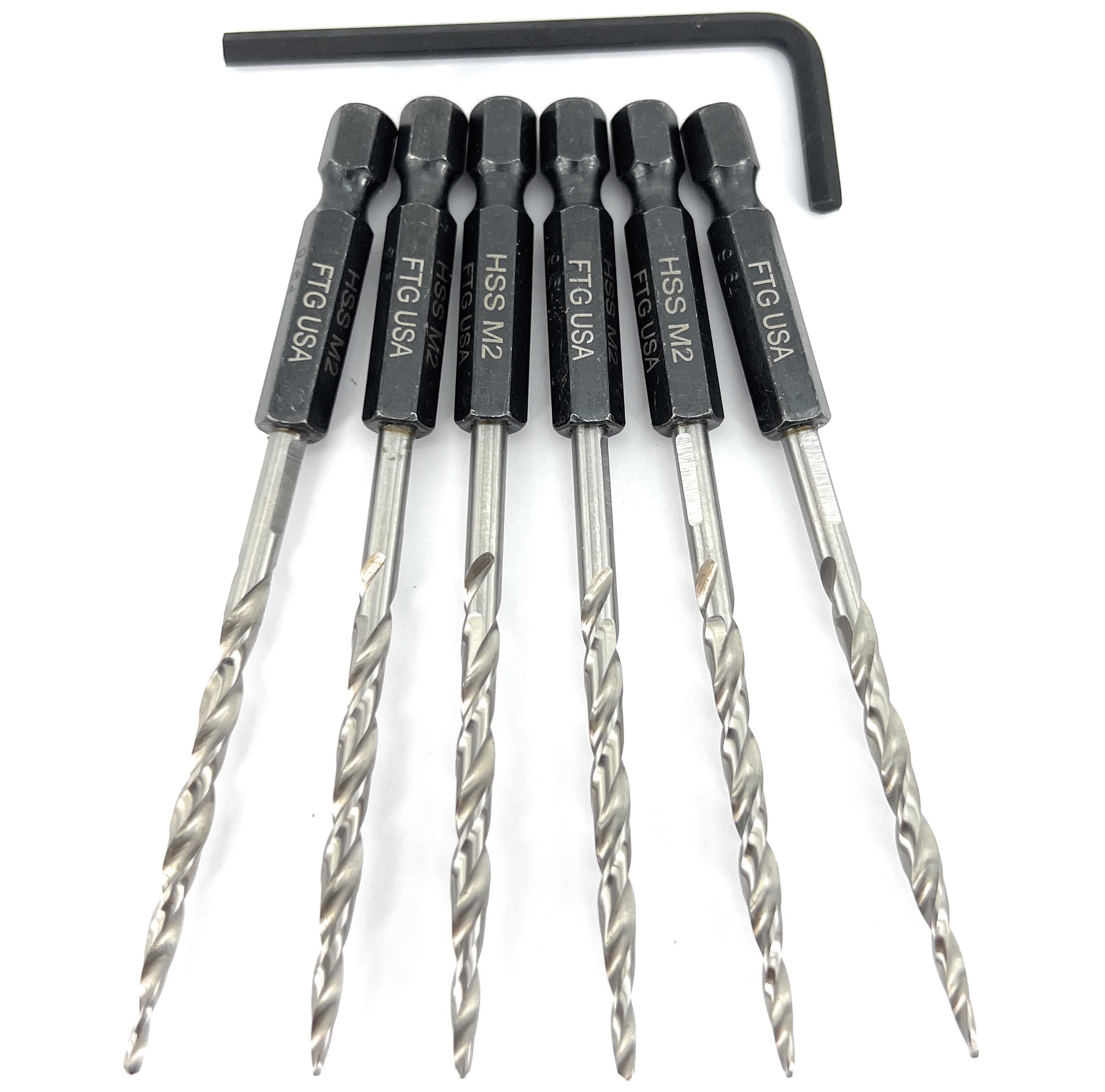 FTG USA Wood Countersink Drill Bit Set 6 Sizes HSS M2 Tapered Bits - View #2