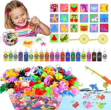 Magic Gel Water Elf Toy Kit, Squishy Making Kit for Kids with 20PCS Aqua Fairy Water Gels & Animal Mold, Gift for Christmas, Easter, Birthday, New Year, Creative Art Craft Girls 3-9 Year Old 60ml