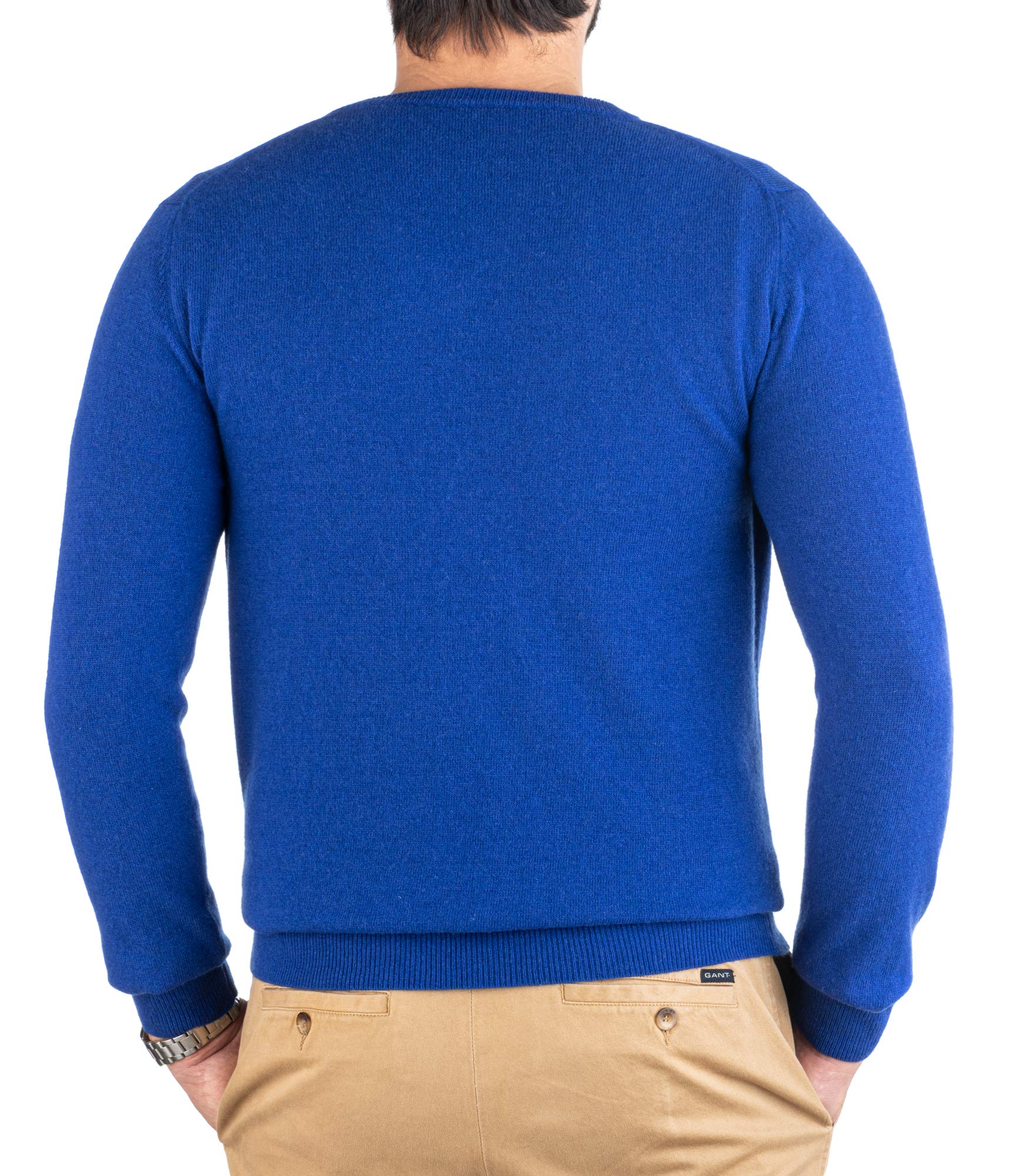 Maglione Scollo a V 30% Cashmere 70% Lana Pullover a Manica Lunga Caldo e Morbido Moda Uomo Stile Classico Finezza 12 Lavorazione a Coste sui Polsi Fondo e Collo