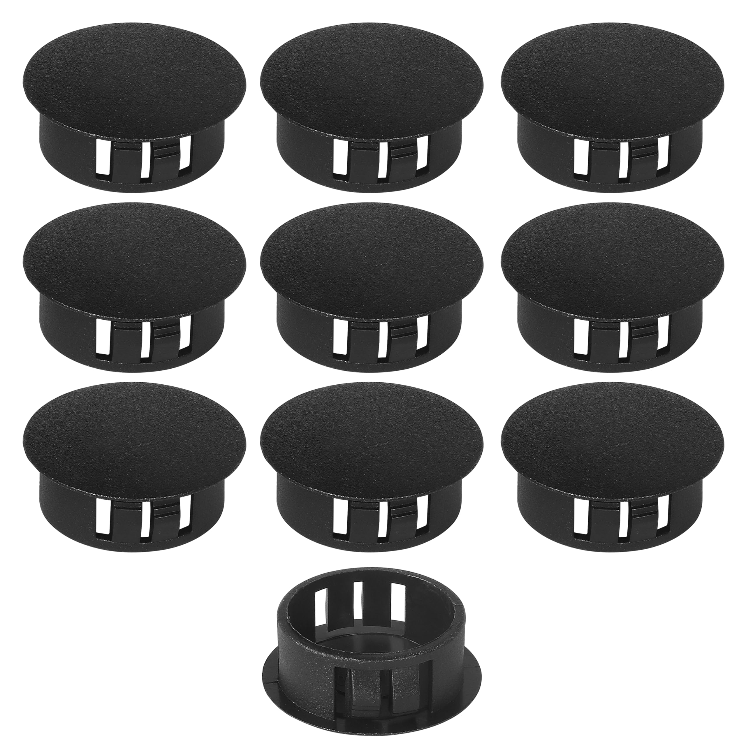 25mm Plastic Hole Plugs - Masendelk Snap-in End Caps - Black - 10pcs