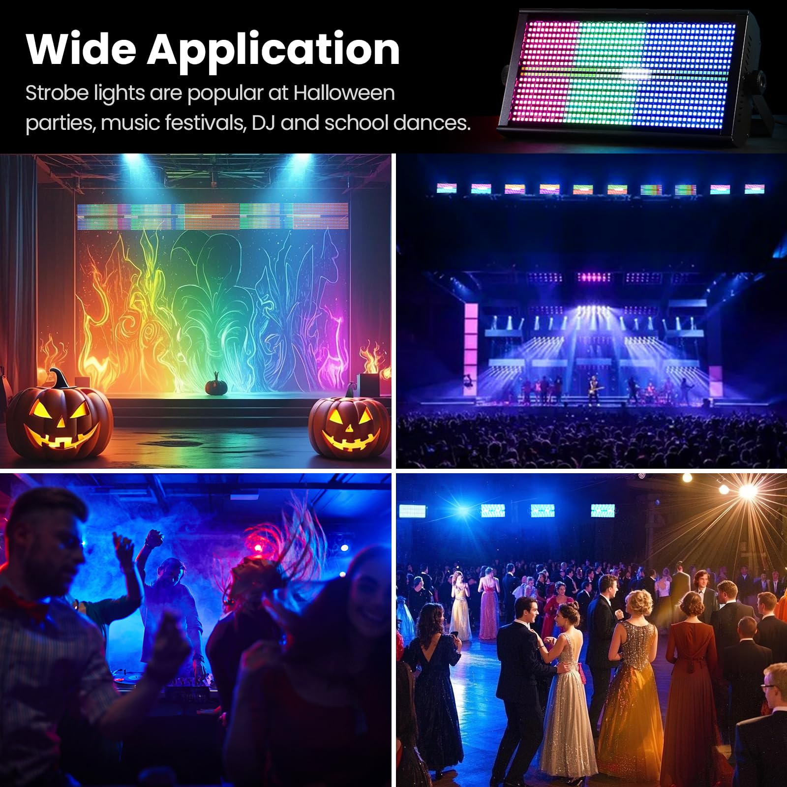 Betopper LF4808 - Luci stroboscopiche a matrice da 260 W, luci stroboscopiche e lampeggianti, mappatura dei pixel e controllo zonale, luci per palcoscenico, luci DMX Dj per feste, matrimoni, club, bar