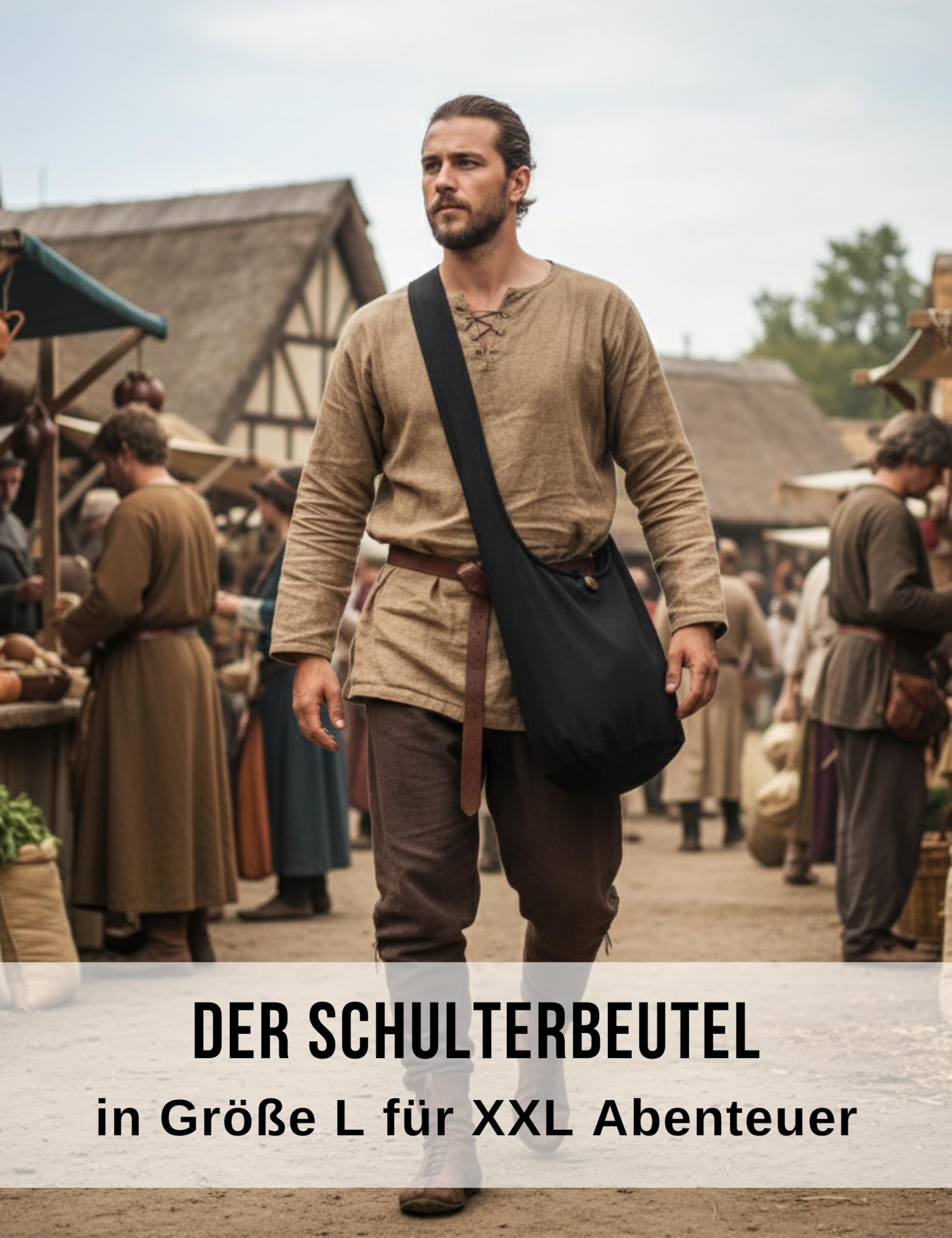 PANASIAM Schulterbeutel Damen & Herren - Große & leichte Schultertasche | Unisex Baumwolltasche, Umhängetasche, 2 Größen mit Reißverschluss & extra Innentasche, robust & pflegeleicht, Baumwolle