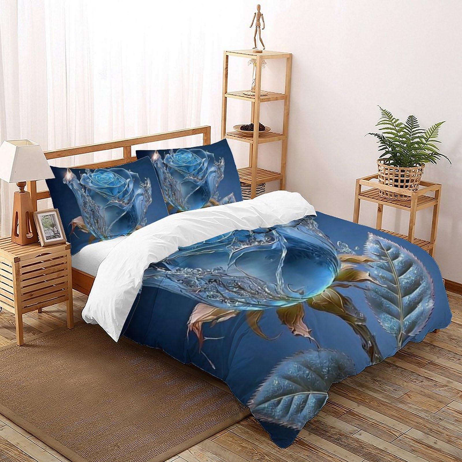 Parure de lit 100% coton 260x220 La Rose de Glace 3D