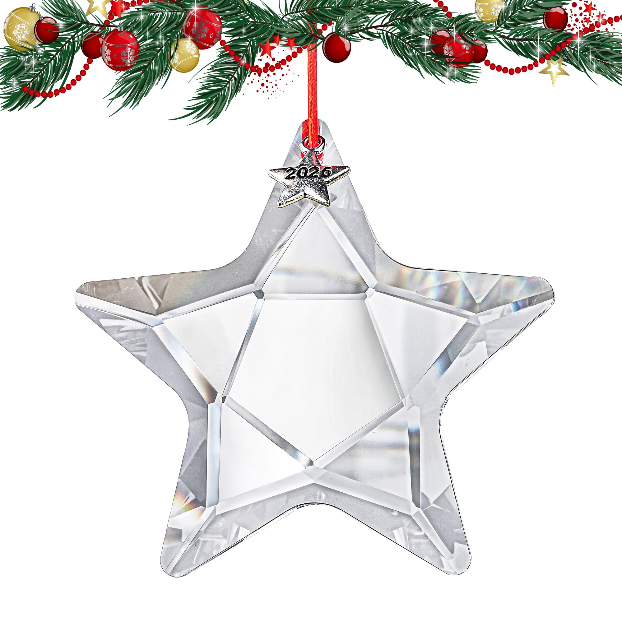 2026 Clear Crystal Glass Star Prism Suncatcher Window Hanging Ornament