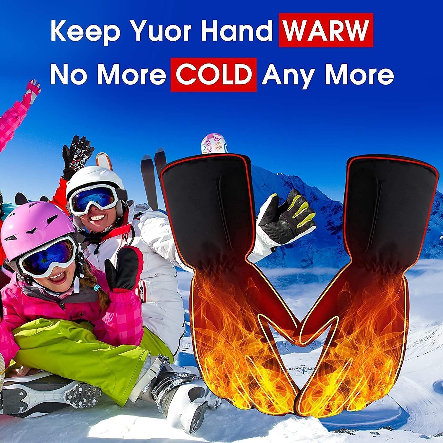 SBTXHJWCGLD Guantes térmicos eléctricos Guantes térmicos a batería, Pantalla táctil Impermeable con Aislamiento térmico para Deportes de Invierno al Aire Libre Escalada Senderismo Calentador d