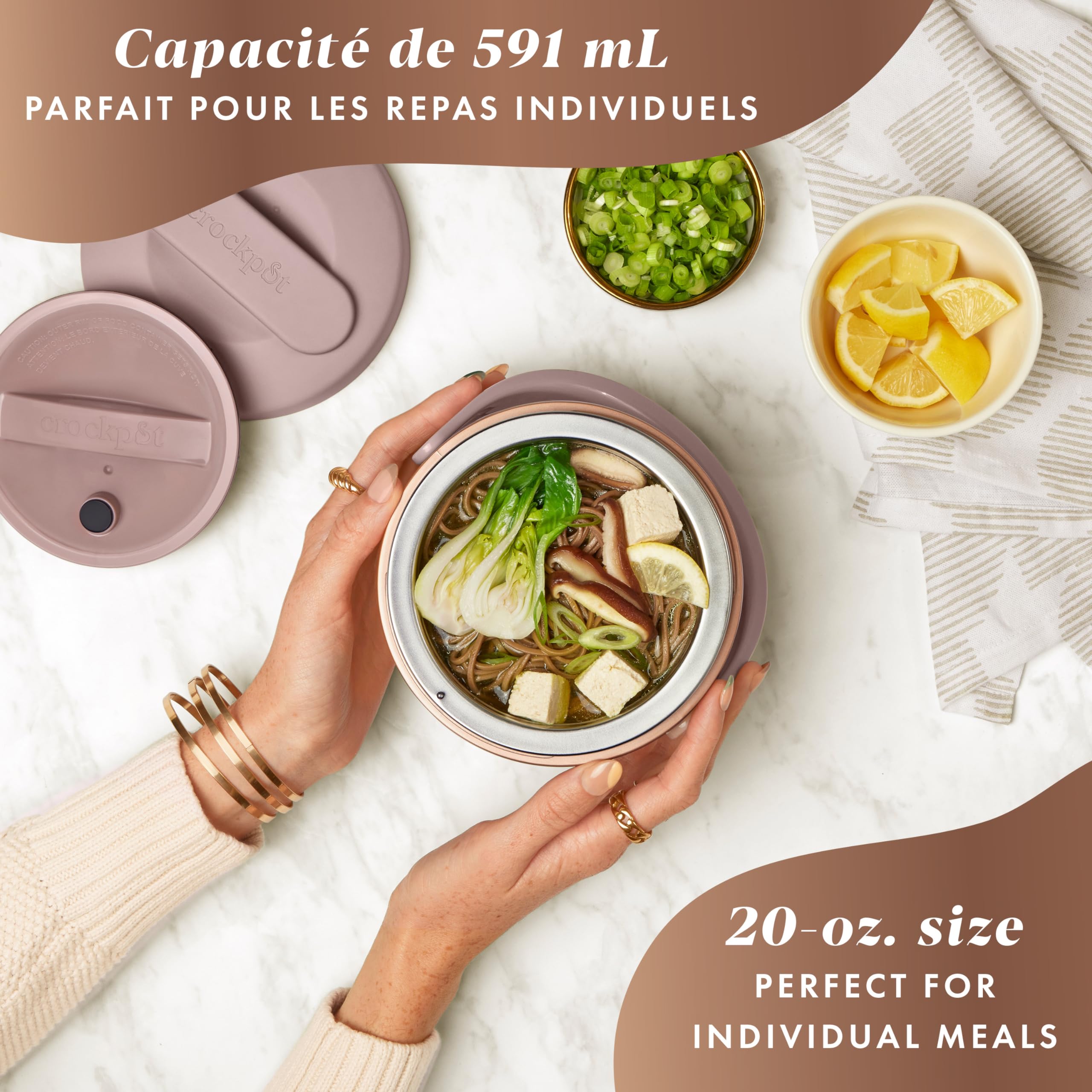 Crock-Pot Boîte à déjeuner électrique portable, chauffe-plats pour une utilisation en déplacement, 591 ml, rose pâle