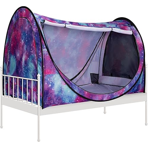 VIVOHOME Pop-Up Bed Tent Twin Size, Privacy Bed Canopy with 4 Doors and Mosquito Mesh, Breathable Sleeping Tent for Kids and Adults