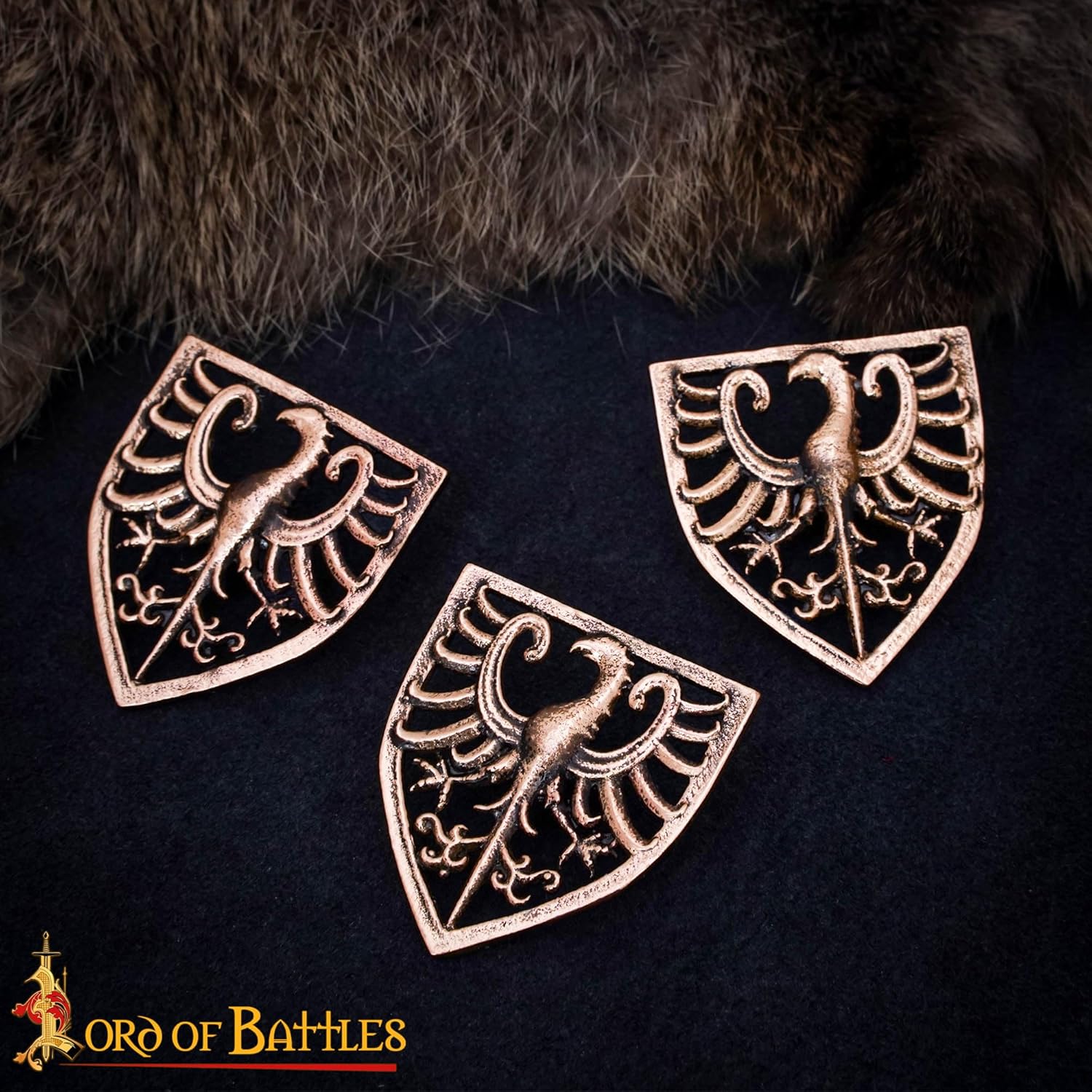 Lord of Battles Bronze Decoration Medieval Style Belt Mount Perfect for Leather Craft, Clothes, Bags- Lost-Wax Cast Bronze